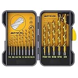 Meterk 鉄工用ドリルセット チタンコーティング ステンレス用 チタンコーティング 穴あけ DIY 電動工具 金属・金工 木工 14PCS