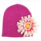 よつば洋品店オリジナル コサージュ付き ベビー用ニット帽 (ベビーフリー/マゼンタ) 【QO-YY154】