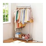 インテリア 家具 便利 おしゃれ 頑丈ハンガーラック 【1： シングル/幅90cm】 スチールパイプ キャスター付き 〔ワードローブ/クローゼット〕