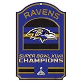 NFL Baltimore Ravens Super Bowl XLVII Champions 11-by-17-inch Wood Sign