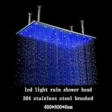 Cascada 16 x 31 Inch Luxury Large Recangular LED Rain Bathroom Showerheads Brushed Stainless Steel b