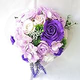 誕生日プレゼント女性 プレゼント ソープフラワー フレグランス フラワー 造花 (壁掛けハートパープル)