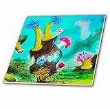 3drose Scenes from the Pastマジックランタン – ヴィンテージSea Anemones手色付きマジックランタンスライド – タイル 8-Inch-Ceramic ct_246