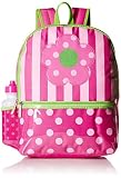 Pink Platinum Little Girls Dots and Stripes 16 Inch Backpack with Lunch Kit and Water Bottle, Pink, 