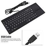 タッチパッド付きUsbキーボード マウスパッド付き有線キーボード 有線Usb内蔵タッチパッド ハブポートキーボード 86キーミュート ノートブックデスク用超薄型キーボード