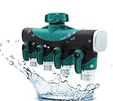 Sumnacon® 4-Way Hose Garden Hose Splitter - Hose Faucet Valve Shut Off Connector, 4-Outlet Hose to H