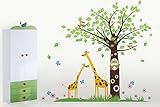 Pop Decors Big Tree with Cute Giraffe Beautiful Wall Stickers for Kids Rooms [並行輸入品]