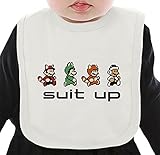Suit Up 8bit Design ネクタイを有する有機ビブ Medium
