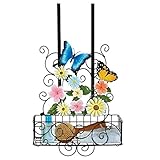 over-the-doorバタフライフローラルHangingストレージバスケット、ブラック