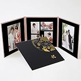 写真台紙　3面　6切２枚+Ｌ判４枚　雅（みやび）柄　黒　ロゴ「祝」ゴールド箔 中枠黒色　六切り 三面 アルバム　七五三　婚礼 結婚 成人式 ベビー ウエディング フォトアルバム　クラウンハート