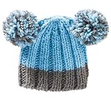 Blue Knit Baby Hat With Pom Poms For Ages 0 To 3 Months by Evergreen Enterprises [並行輸入品]