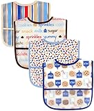 アメリカで人気! Luvable friends 食事用 防水 ビブ スタイ ベビー ポケット付 エプロン 4枚組 ルバブルフレンズ (ミルク&クッキー)