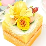 プリザーブドフラワー 花花 スイートパレット （ バラ 甘い香り ） 枯れない お花 お祝い プチギフト プレゼント 【 メッセージカード / ラッピング 無料 】( カシス オレンジ )