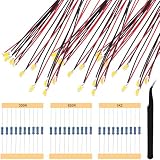 ZHUROUPU 配線付き SMD 0603 チップLED 白 30本入り マイクロリッツ線 ウォームホワイトライト レジンカバー 20cm/7.87インチ 金属膜抵抗器（200/620/1200Ω）付き 電車模型 鉄道模型 建物模型 模型電飾用