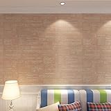 (ハンメロ)Hanmeroリピング 部屋 ふすま diy リフォーム用おしゃれなレンガ壁紙 のりなし はがせる ビニールクロス 1ロール（53cm×10m） L91301 (た肌色)