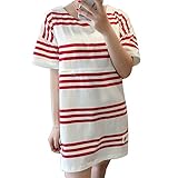 Marshel マタニティ トップス tシャツ 授乳口付き チュニック ボーダー 産前 産後 妊婦服 レッド M