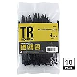 TR Industrial TR-CT41000 Multi-Purpose UV Resistant Cable Ties (1000 Pack), 4", Black [並行輸入品]