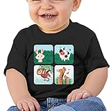 自然の中で幸せな動物子供服 ベビーTシャツ 半袖 男の子 女の子 クルーネック カジュアル