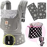 ベビーウエストベルト付エルゴベビー 抱っこ紐 ギャラクシーグレー 【正規代理店2年間保証-SG認定付】収納ポーチ＋よだれパッド（ギャラクシーグレー）付