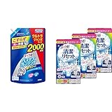 ルックプラス バスタブクレンジング 銀イオンプラス ハーバルグリーンの香り つめかえ用 ウルトラジャンボ 2000ml+【まとめ買い】ルックプラス 清潔リセット 排水口まるごとクリーナーキッチン用 3個パック