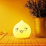 Kids Night Light emdmakシリコン夜ランプ電池式with 7-colorムードライト、機密タップコントロールforベビーキッズ大人(ホワイト) (ライトB )