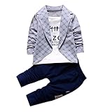Tonsee ベビー 可愛い 長袖 スウェット+パンツ 上下 二点セット 赤ちゃん カジュアルウエア お出かけ (80, グレー)
