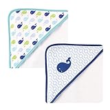 Luvable Friends Hooded Towel 2-Pack, Pink Whale by Luvable Friends
