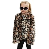 mioim ベビー服 子供 ファー コート フェイク ファージャケット 女の子 もこもこ 毛皮 アウター 大人っぽい 可愛い 防寒コート 長袖 (豹柄, XXXL)
