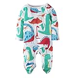 (ビッグエレファント) Big Elephant 1点動物らくがきき男の子長袖カバーオールロンパーススリープウェアボディスーツ K30 (6-9ヶ月)