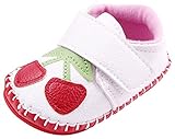 C-Princess 子供靴 ベビーシューズ ファーストシューズ 赤ちゃん 新生児靴 滑り止め 歩行練習 かわいい 男の子 女の子 出産お祝い (12cm, Dホワイト*イチゴ柄)