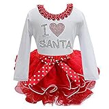 KINDOYO 赤ちゃんの女の子 クリスマスレースドレス幼児王女のファンシーパーティーコスチュームロンパー長袖のダンスサンタおちょう結びの 子供 ドレス