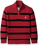 Izod Kids Big Boys Engineered Stripe 1/4 Zip Sweater Red Medium [並行輸入品]