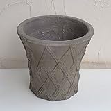 ローラン：バスケット34cm[アンティーク風コンクリート鉢 直径34cm、高さ31cm] ノーブランド品