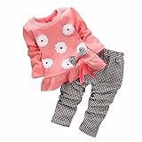 NDAYE 春秋着 子供服 上下2点 花柄 フリル ガールズ 長袖トップス 長ズボン セットアップ 可愛い