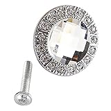 SODIAL(R) 1個　クリスタルガラスクリアラウンドプルハンドル　グリッターラインストーンノブ 戸棚引き出し　シルバー