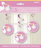 Pink Baby Shower Hanging Swirl Decorations - Baby Girl by Uk Baby Shower Co