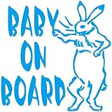 14色 BABY ON BOARD 鳥獣人物戯画 ウサギ ステッカー【BABY IN CAR 兎 男の子 女の子 和柄】 (ライトブルー)