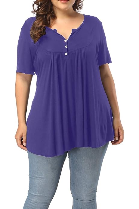 VISLILY Womens Henley Shirts Plus Size 