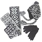 エムジュニア ニット帽子&マフラー・手袋セット ノルディック 1-20-230 ネイビーブルー 54cm