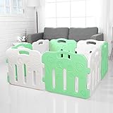 フォレストベビーサークル (グリーン＆ホワイト) 連結して拡張可能♪ 8枚セット if03-gree