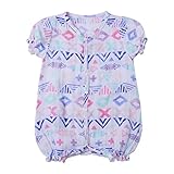 MYDABABY ベビー ロンパース キッズ 夏 プリント 子供 ガーゼ 素材 軽量 薄手 コットン100% (幾何柄　70)