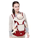 Happylifehere 抱っこ紐 ベビーキャリア 多機能 新生児 から 48ヶ月 まで おまけ ヘッドカバー 肩ベルト 腰ベルト 疲れにくい 夏 通気性良い TYPE-A ダークレッド