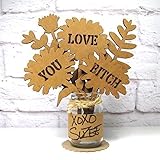 LOVE YOU BITCH Mini Mason Jar Flower Arrangement Cardboard Bouquet BFF Gift Sculptural Greetings [並行