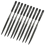 uxcell　ヤスリ　丸型ヤスリ　プラスチックコートハンドル　研削工具　4mm x 160mm　10本入り