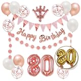 【風船屋】８０歳 傘寿 ローズピンク 数字バルーン 程よいサイズ バルーン 長寿祝い 家族 誕生日 飾り付け ピンク 女性 記念 (80歳)
