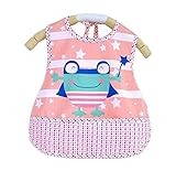 [ピンクのカエル]素敵な防水ベビービブポケット付きの給餌ビブ