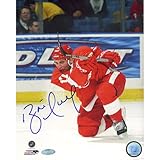 NHL Detroit Red Wings Brett Hull Red Jersey SLAP SHOT垂直写真、8 x 10-inch