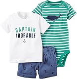 カーターズ carter's アパレル baby line 男の子 Tシャツ ロンパース パンツ 3点セット ホワイト グリーン ブルー ボーダー 綿 121G406 【並行輸入品】 6ヶ月