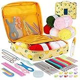 TOMMYFIELD 編み物 初心者 キット かぎ針編み ウール編み スターターキット 贈り物 毛糸 (イエロー)