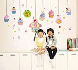 Fange DIY Removable Cartoon Colorful Ice Cream Art Mural Vinyl Waterproof Wall Stickers Kids Room De
